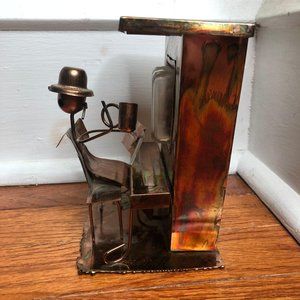 Metal Abstract Piano Man Sculpture & Music Box